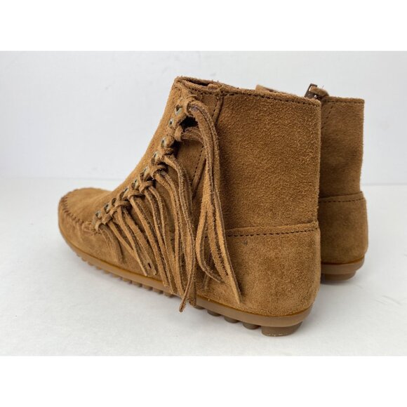 Minnetonka womens Size 5 Dusty Brown Willow Ankle Boots w Side Fringe NEW - Picture 5 of 12